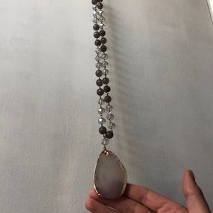 Long Beaded Stone Necklace